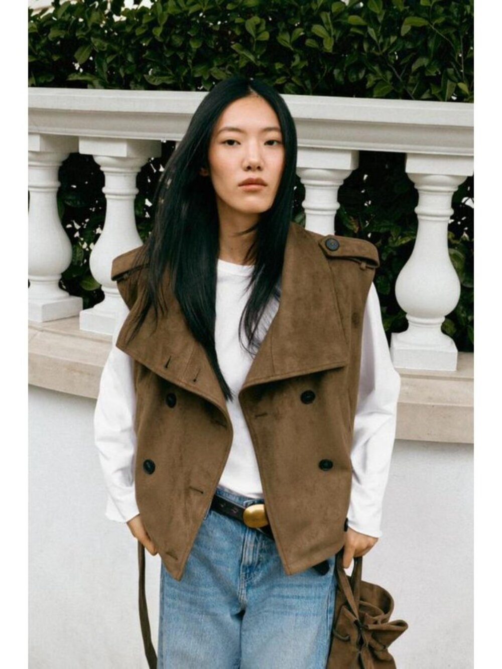 ZARA FAUX SUEDE BELTED VEST 6318/262/505